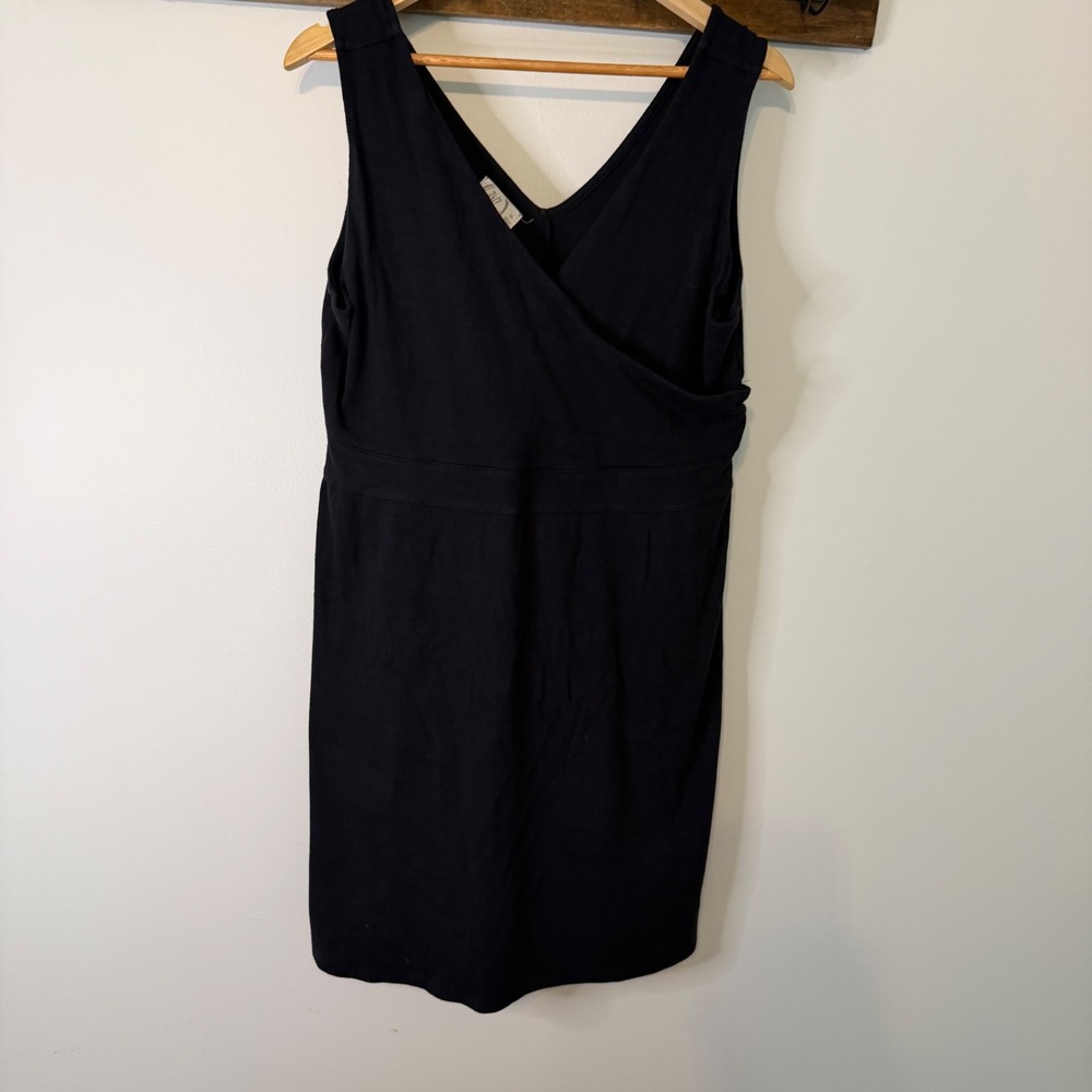 Maurices 24/7 Black Ribbed Surplice Wrap Dress Plus Size 0X Sleeveless Empire